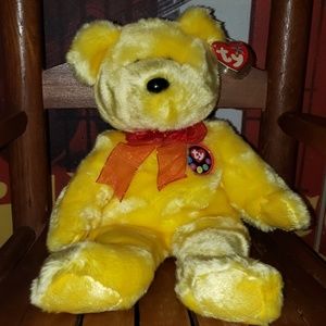 Ty Beanie Baby Buddy Bear 15" Tall Tradee Yellow 1ST Board of Trade